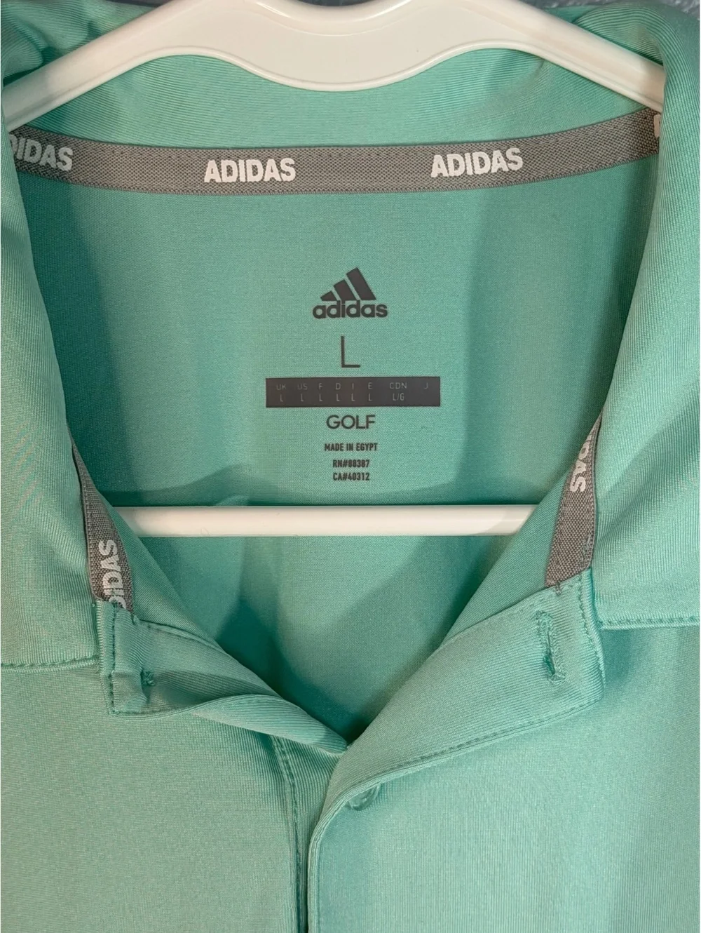 Adidas Men's Golf Polo Shirt Size Large Mint Green Polyester Spandex